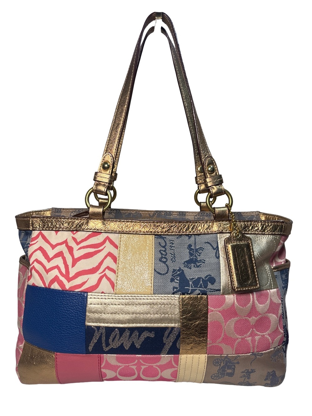Coach Y2K  Metallic Patchwork Shoulder Tote in Pink and Blue